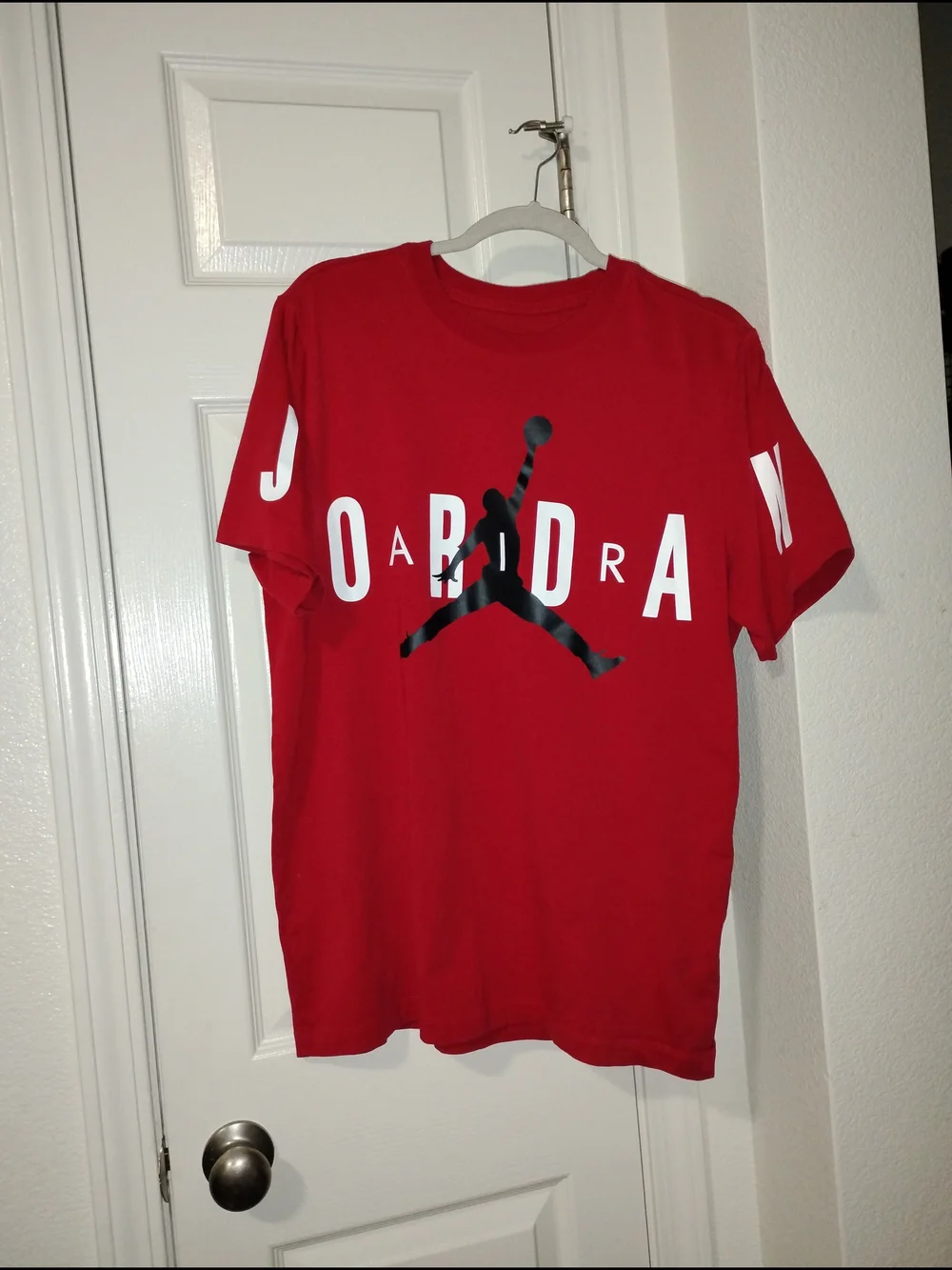 Jordan Red Tee with Black Jumpman and White Lettering - Picture 1 of 4